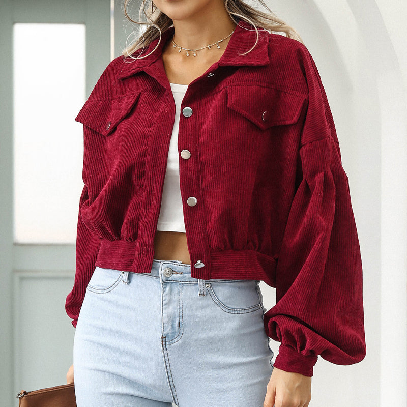 Corduroy Jacket with Lantern Sleeves