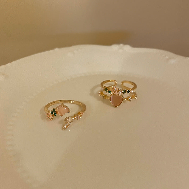 Double Heart Zircon Split Ring