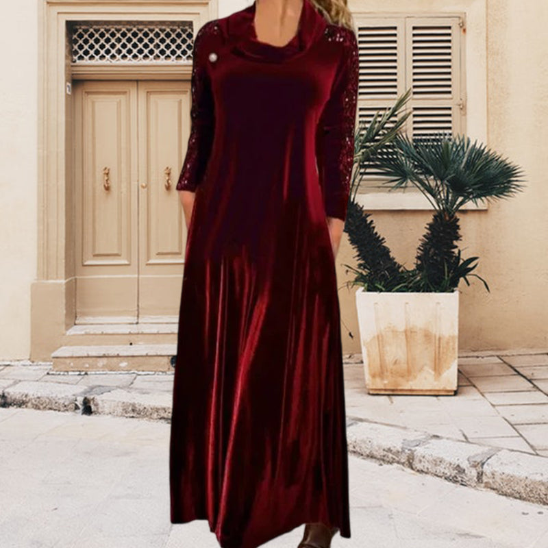 Long Sleeve Velvet Maxi Dress with Sequins