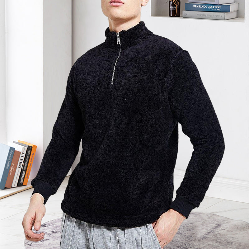 Mens Fuzzy Sherpa Pullover Long Sleeve Sweatshirts