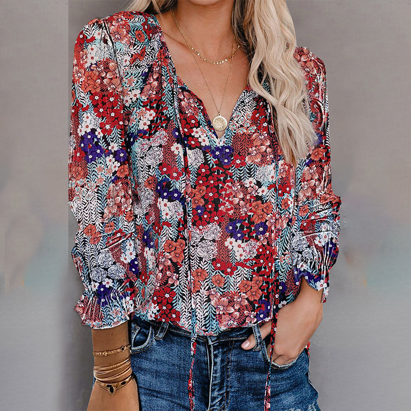 Bohemian Long Sleeve Chiffon Shirt