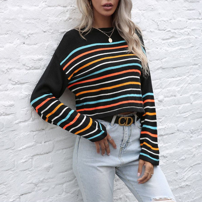 Multicolored Striped Knit Sweater