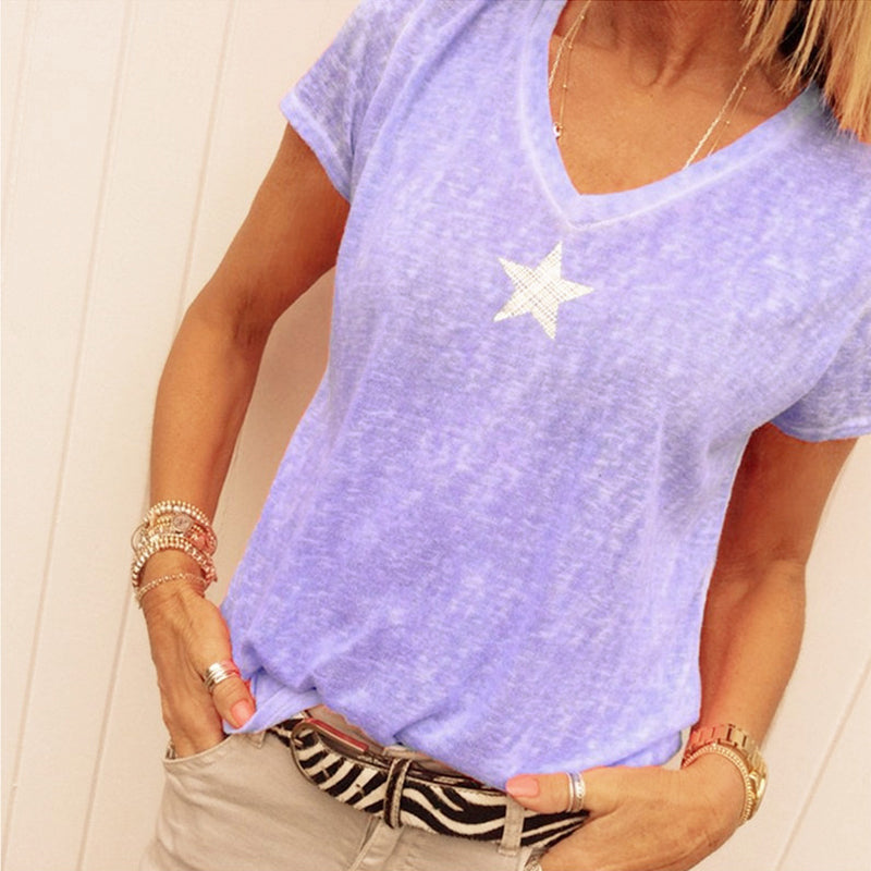 V-neck Pentagram T-shirt