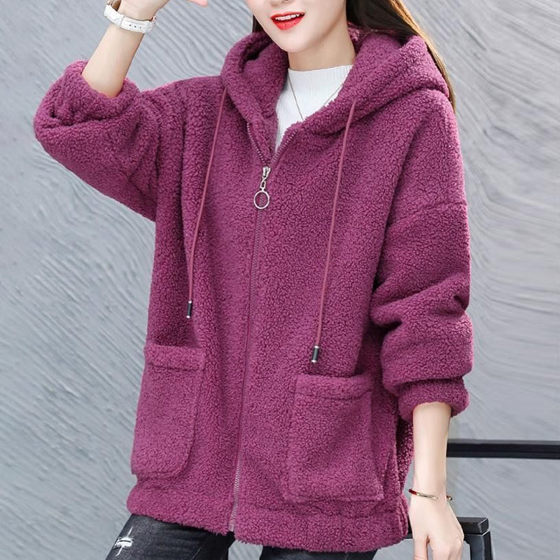 Women's Solid Sherpa cardigan coat