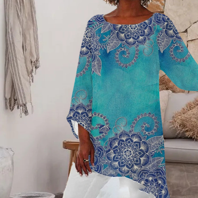 WOMEN'S MARBLE PRINT VINTAGE CASUAL TOP