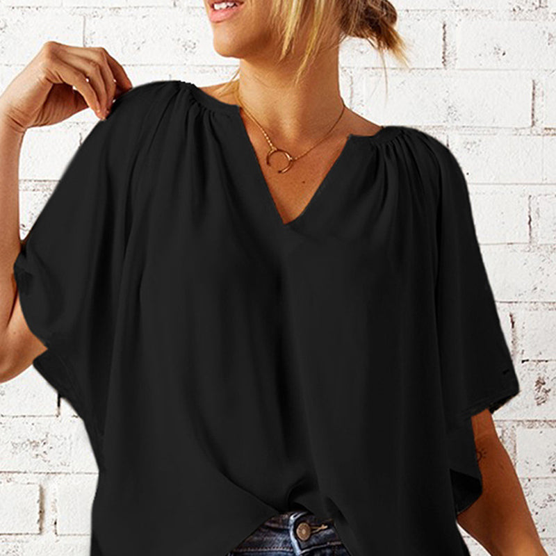 Chiffon V-neck Pullover Top