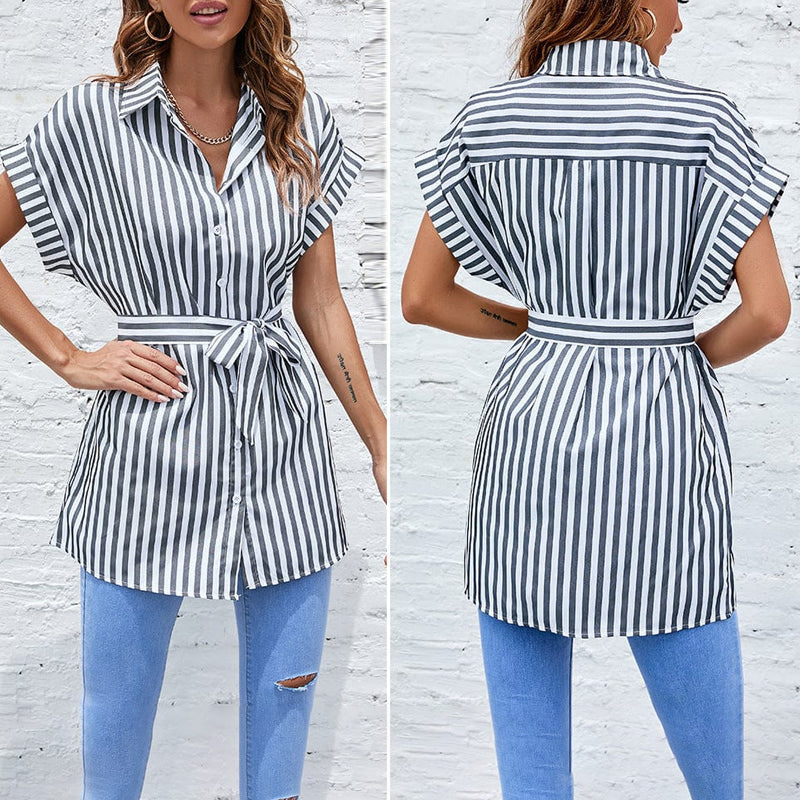 Women's Summer Striped Short Sleeve T Shirt Dress