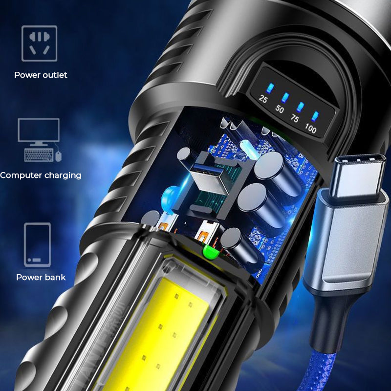 LED Strong Light USB Flashlight