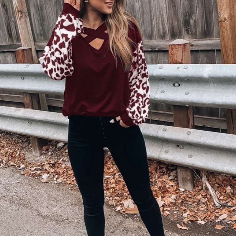 CROSSED LEOPARD PRINT T-SHIRT