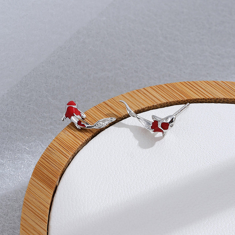 Red Koi 925 Sterling Silver Earrings