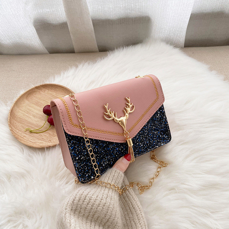 Shoulder Bag with Sequins and Antlers