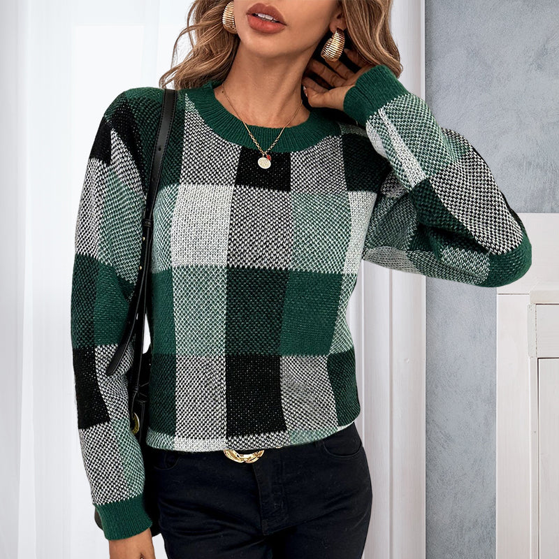 Tricolor Check Pullover