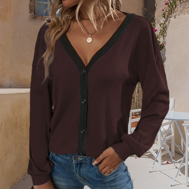 Women's V-Neck Cropped Cardigan Sweaters