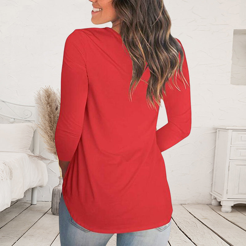 V-neck Long-sleeved T-shirt