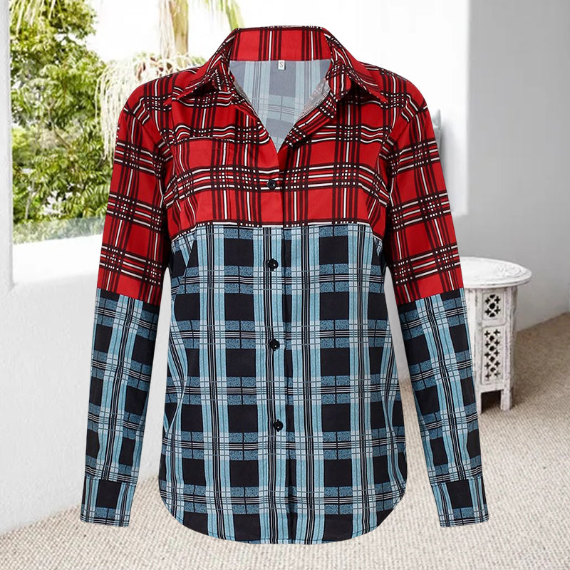 Fashion Patchwork Printed Long Sleeve Shirt