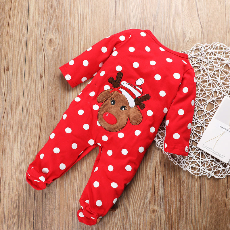 Reindeer Pattern Baby Outing Romper