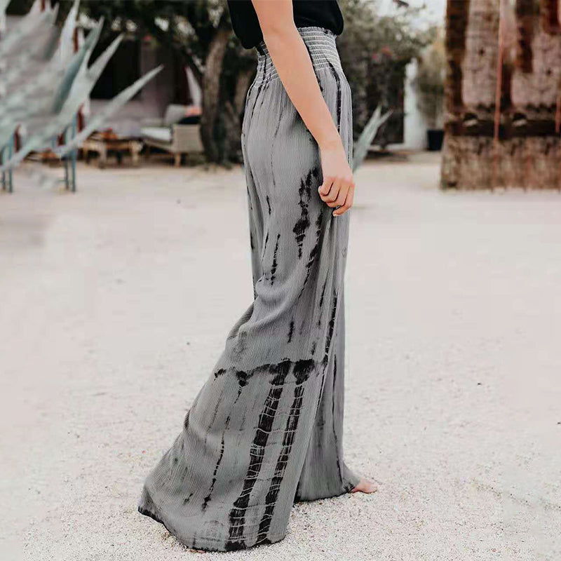 Elasticated High Waist Pocket Wide Leg Pants