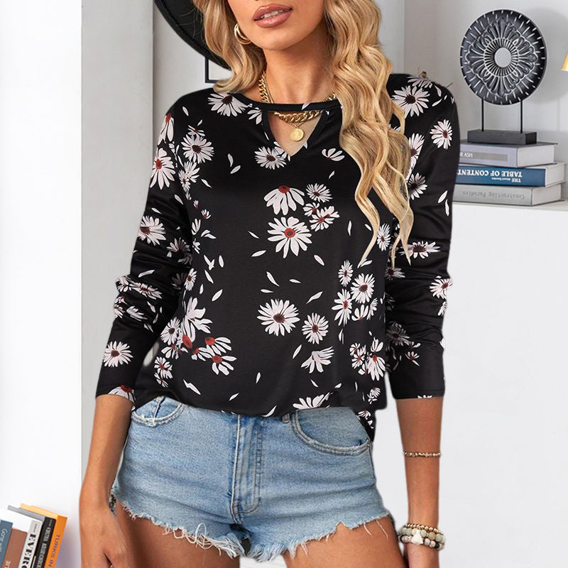 Long Sleeve Printed Crewneck T-Shirt
