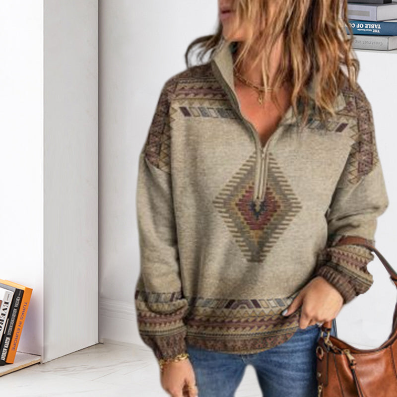 Ethnic Print Long Sleeve T-shirt