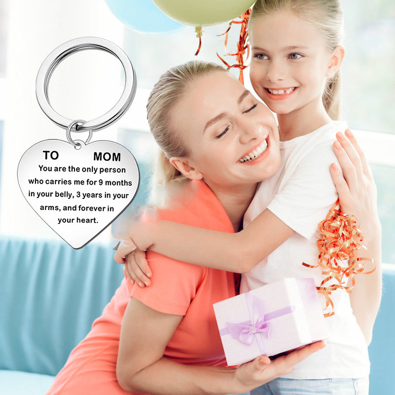 Heart-shaped TO MOM Necklace, Keyring