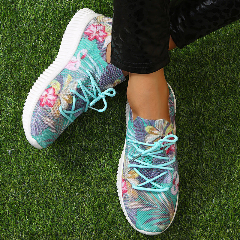 Printed Lace-Up Sneakers