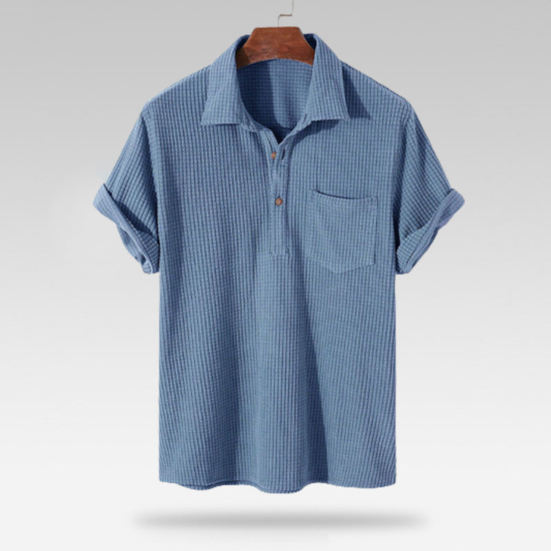 Men's Solid Color Waffle Casual Loose T-Shirt