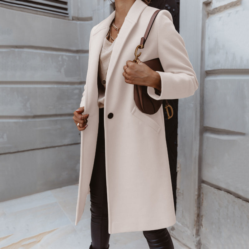 Lapel Button Wool Coat