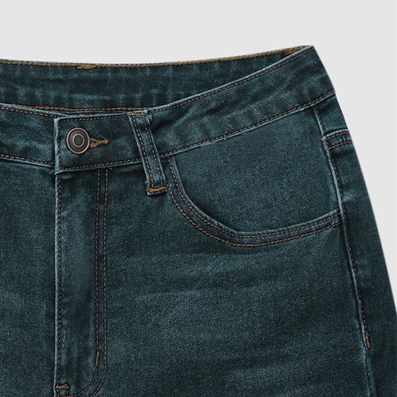 Washed Raw Hem Mid Waist Wide Leg Jeans