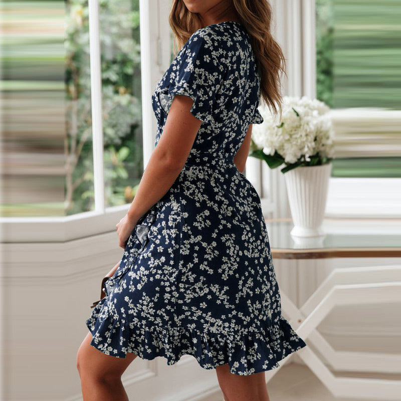 Floral V-Neck Tie Dress