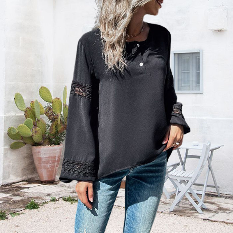 Lace-paneled Cut-out Shirt