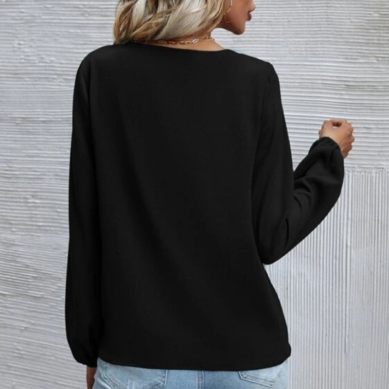 Solid Color Long Sleeve Chiffon Shirt