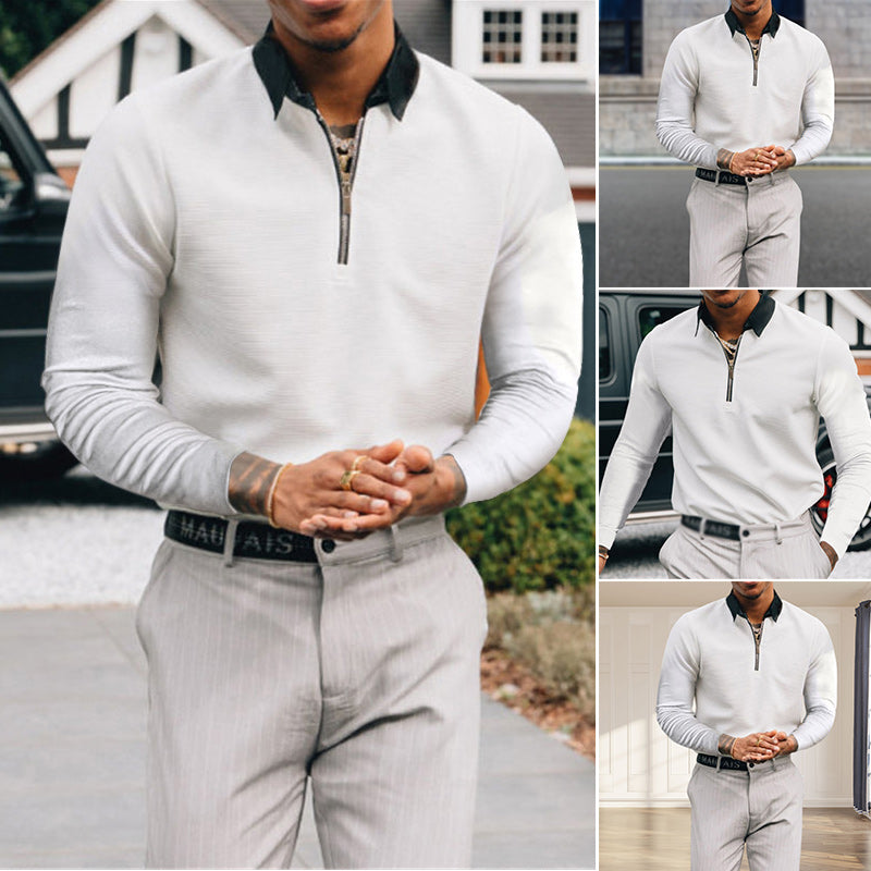Solid Color Lapel Polo Men's T-Shirt