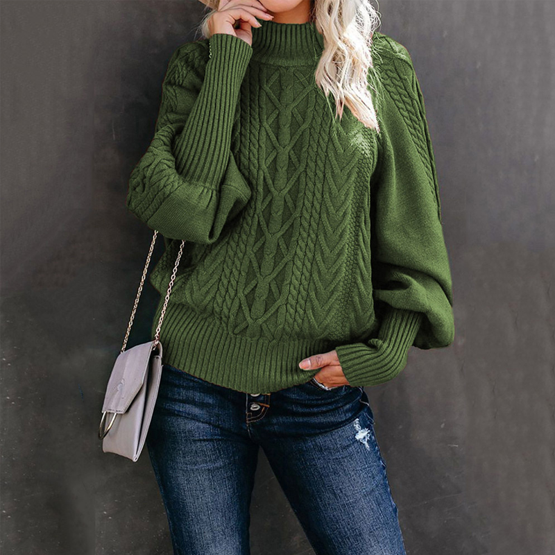 Loose-fitting Long-sleeved Knit Solid Color Sweater