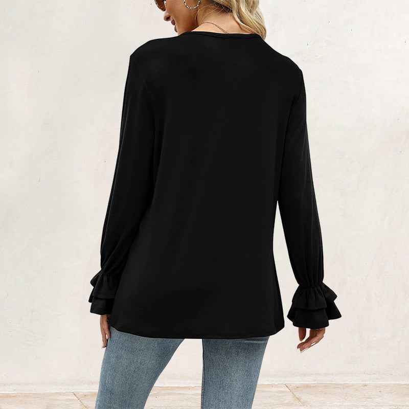 Flare Sleeve Solid T-Shirt