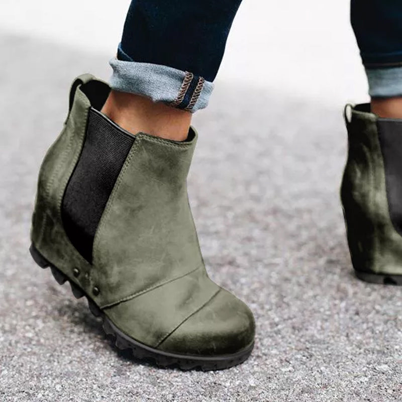 Thick-soled Elasticated Vintage Booties