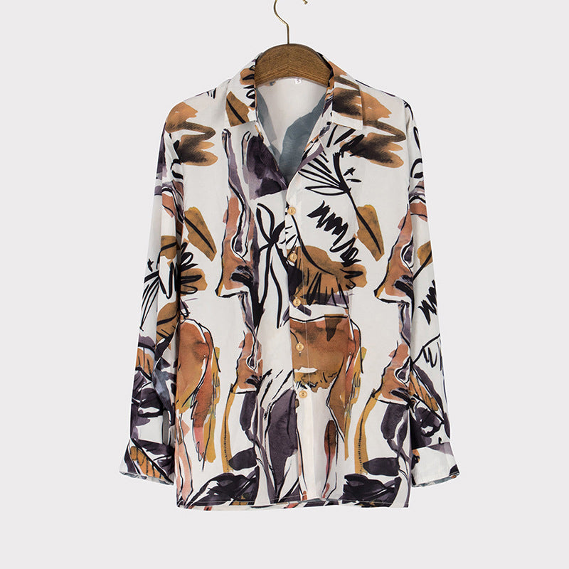 Business Print Long Sleeve Shirt
