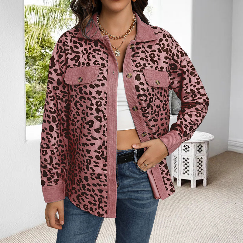 Corduroy Leopard Print Jacket