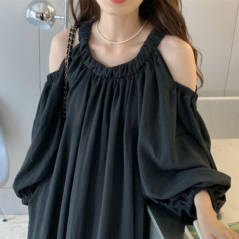 Off Shoulder Balloon Sleeve Dress