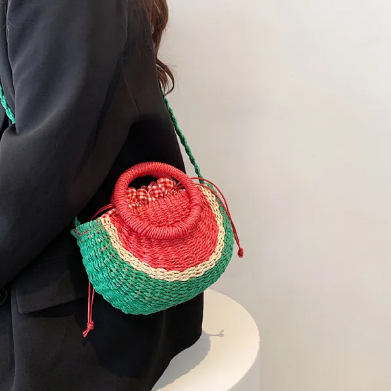 Colorful Shell Woven Straw Bag
