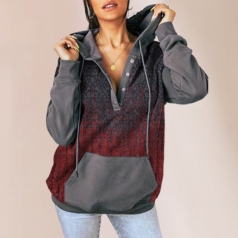 Printed Hooded Colorblock Sweatshirt
