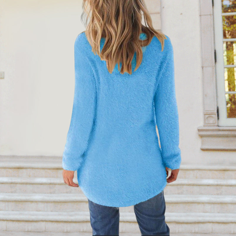 Solid Color Plush Sweater