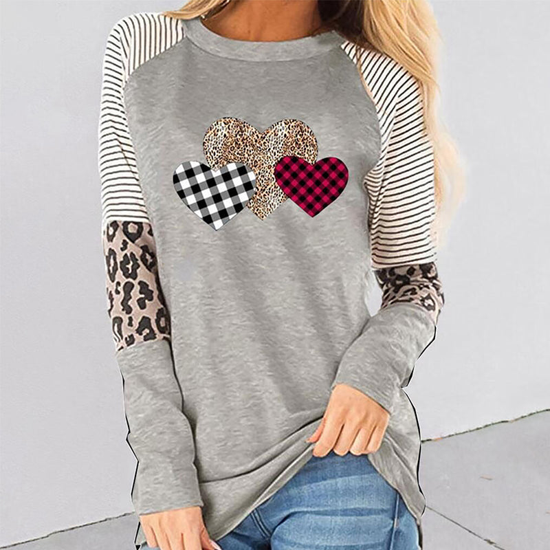 Long Sleeve Paneled Casual Crewneck T-Shirt