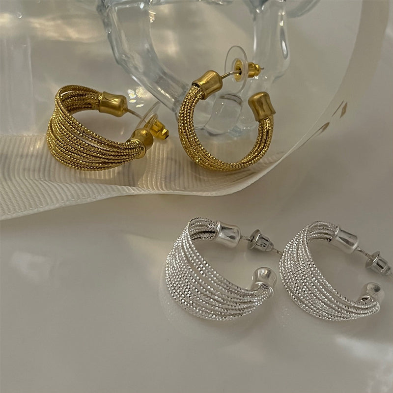C-shaped Brushed Earrings