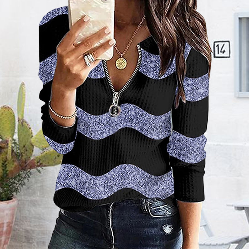 Geometric Abstract Print Zipped Sweatshirt