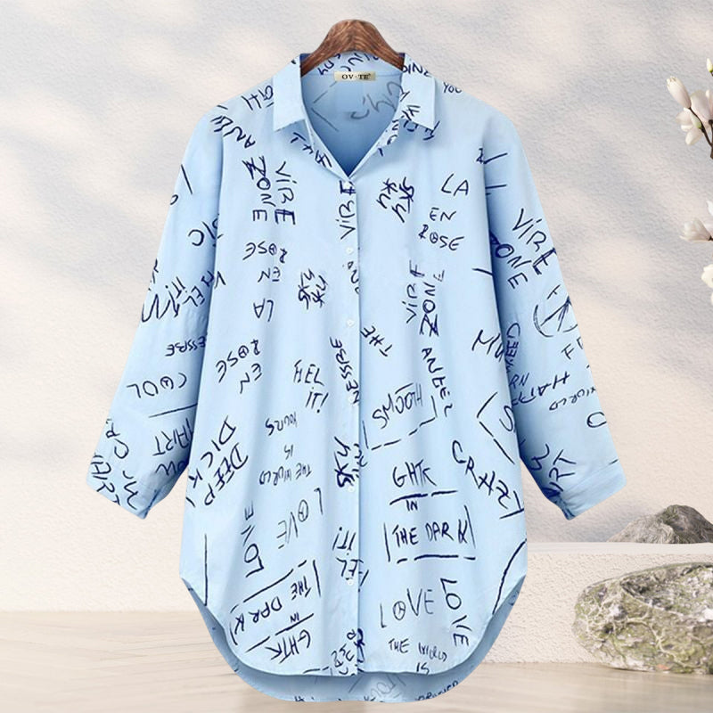 Long Sleeve Blouse With Letter Print