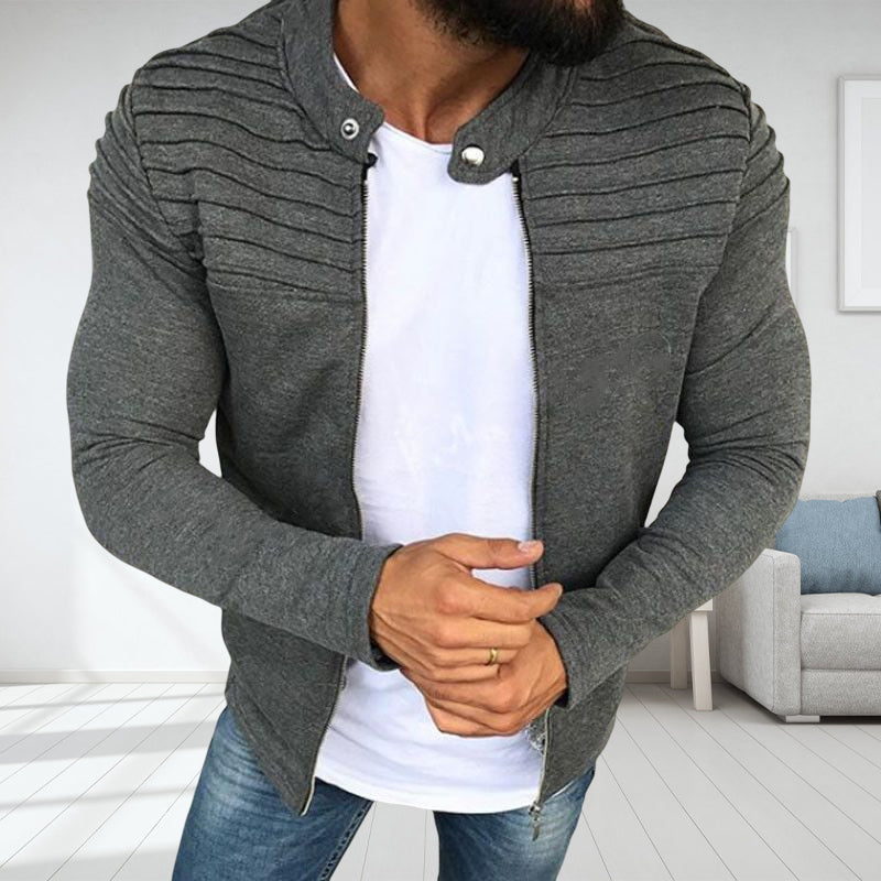 Stylish Single-colored Pleated Jacket