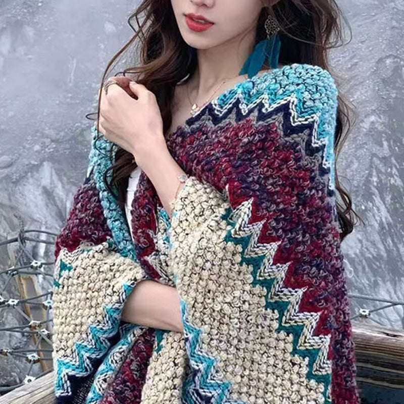 Ethnic Style Knitted Shawl