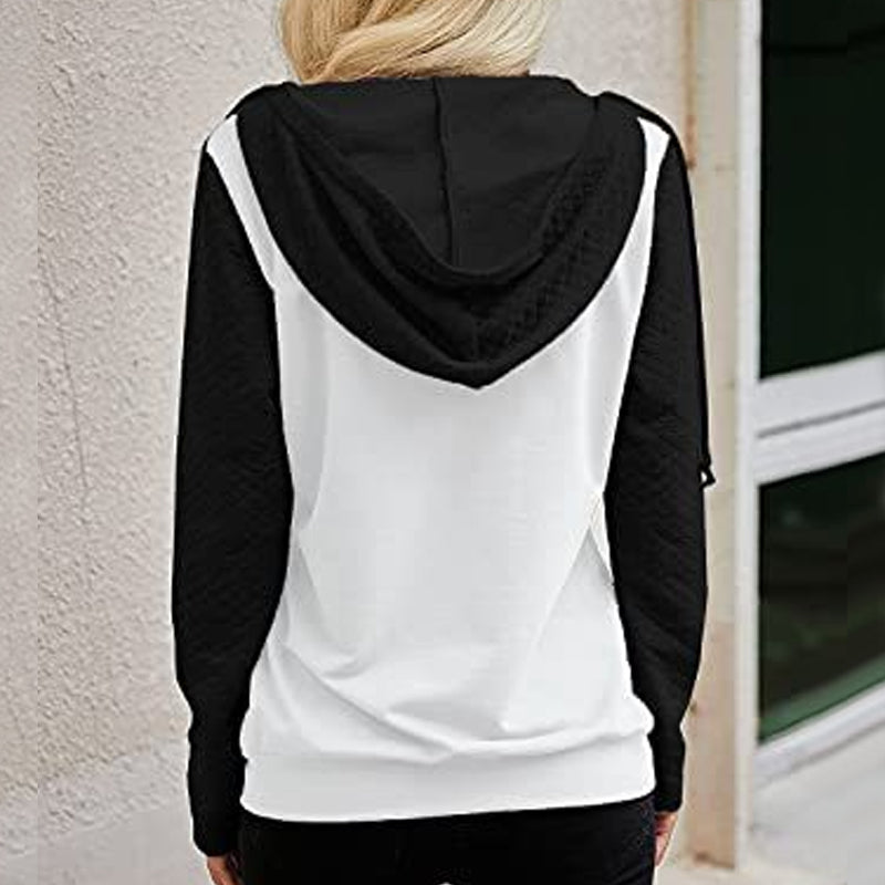Hooded Zip-panel Contrast Pocket Sweatshirt