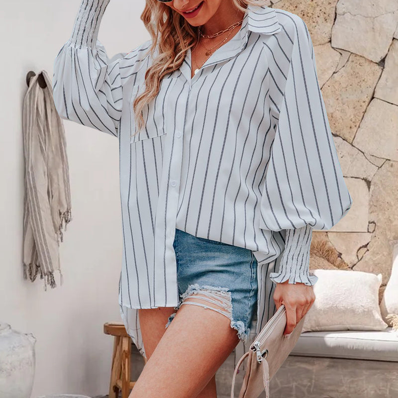 Beach Vacation Sunscreen Midi Stripe Shirt