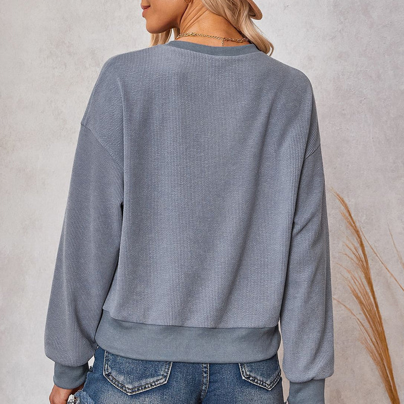 Solid Color Crew Neck Sweater